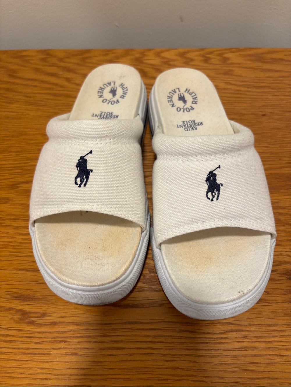 Polo by Ralph Lauren White Canvas Slide Sandals